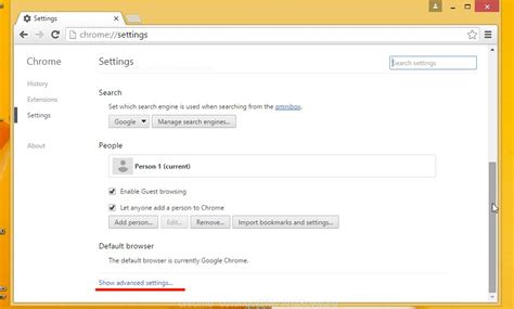 Chrome settings resetprofilesettings